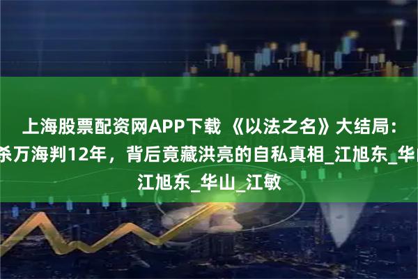 上海股票配资网APP下载 《以法之名》大结局：护士毒杀万海判12年，背后竟藏洪亮的自私真相_江旭东_华山_江敏